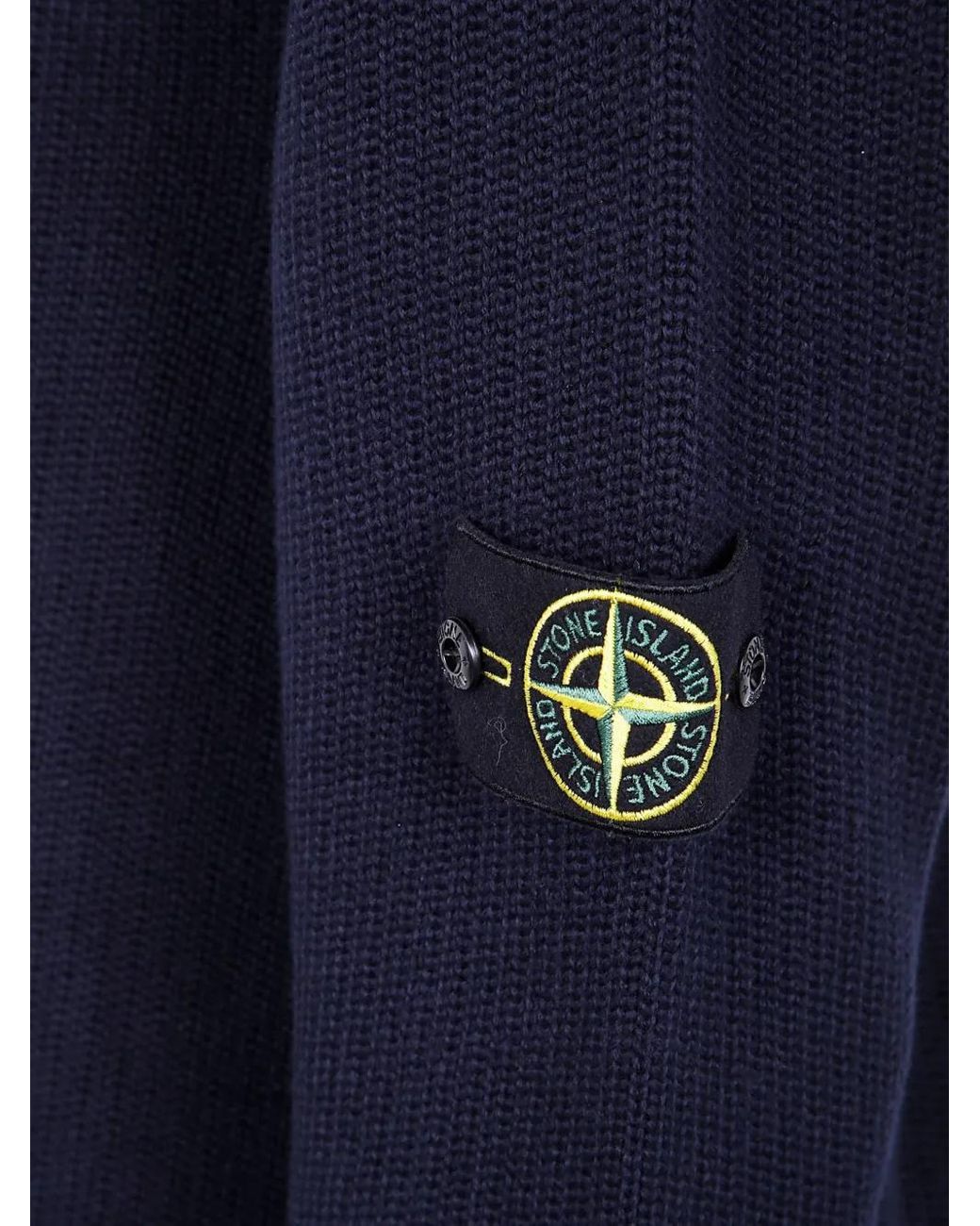 Stone Island Blue Cotton Elastomultiester T-Neck Pull Over for men
