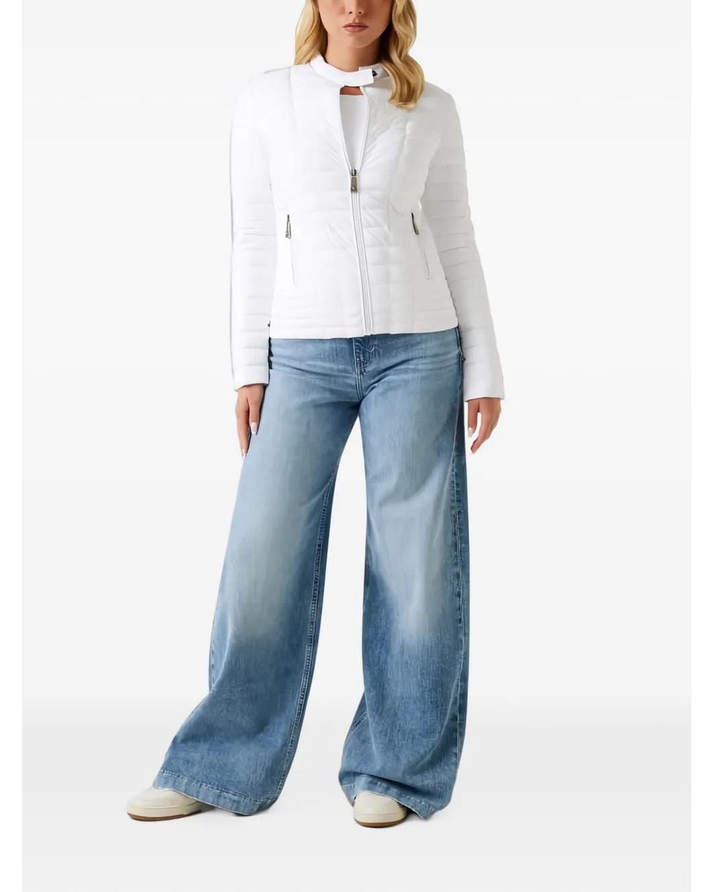 Guess White Quilted Padded Jacket
