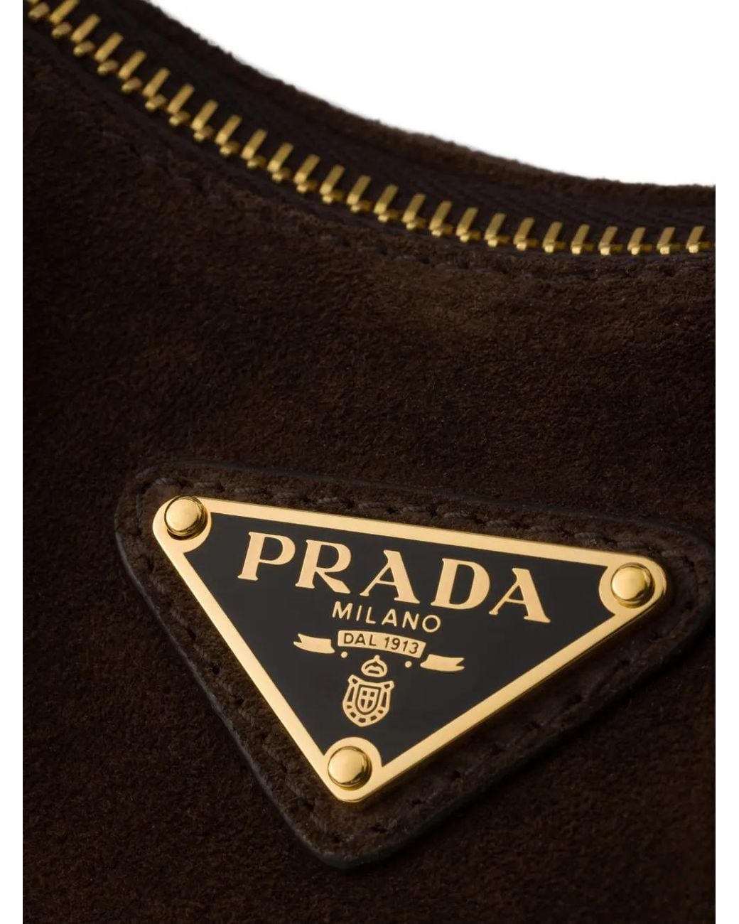 Prada Black Logo-Plaque Suede Shoulder Bag