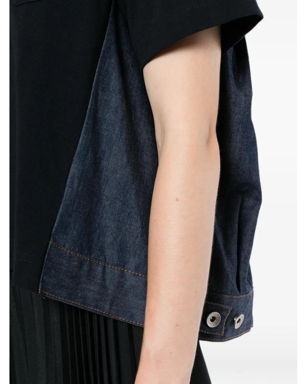 Sacai Black Denim X Cotton T-Shirt