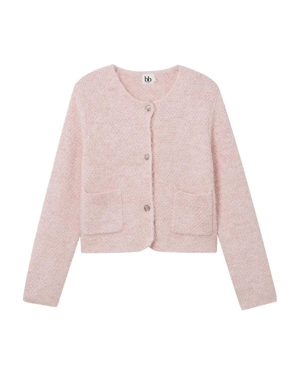 B+ AB Pink Pockets Buttoned Cardigan