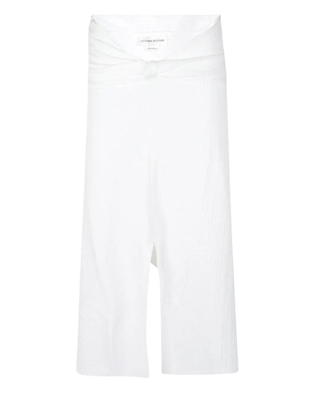 Victoria Beckham White Ribbed Twist Midi Skirt