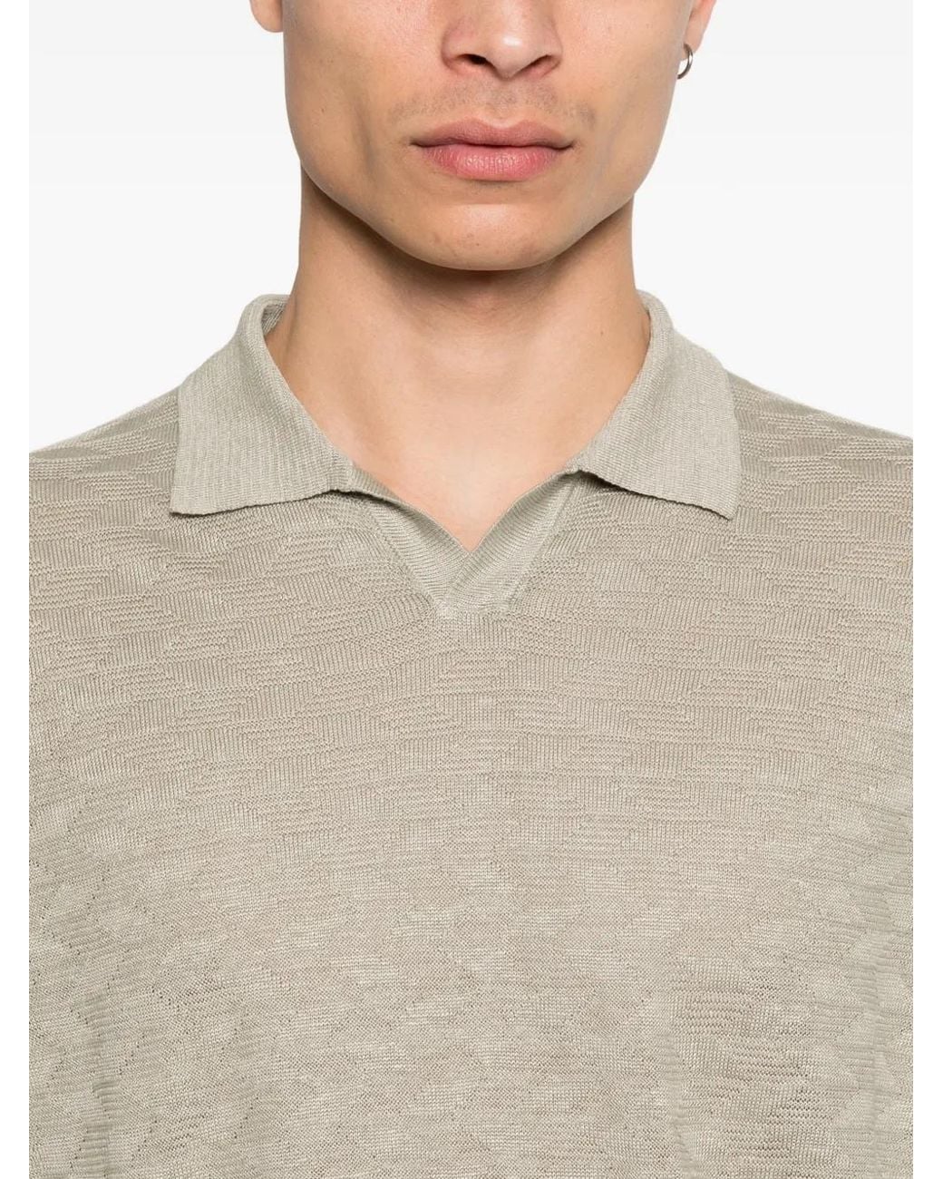 Corneliani Gray Knitted Polo Shirt for men