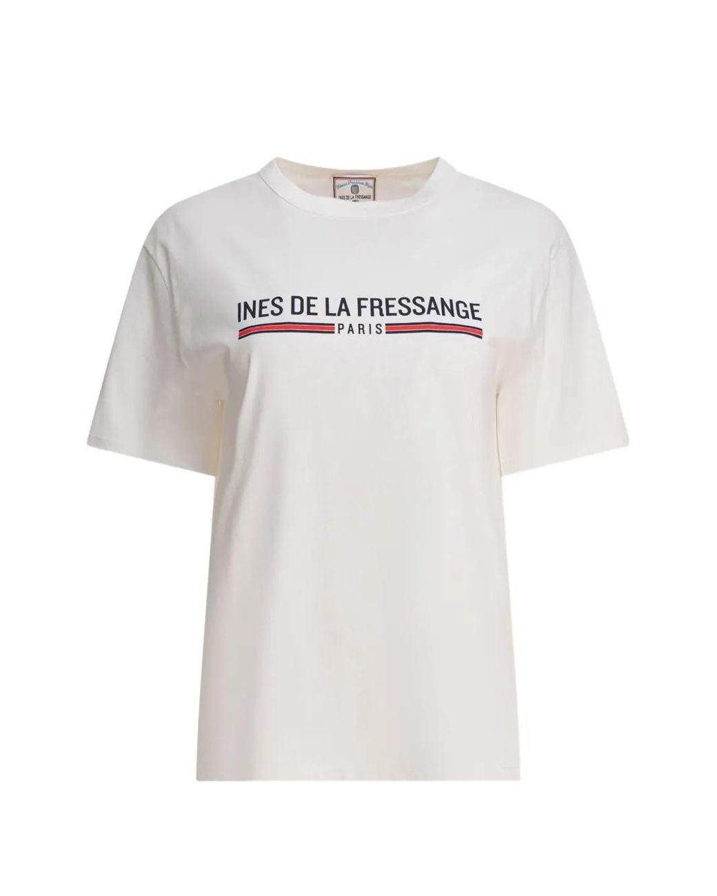 Ines De La Fressange Paris White T-Shirt En Coton À Logo Imprimé