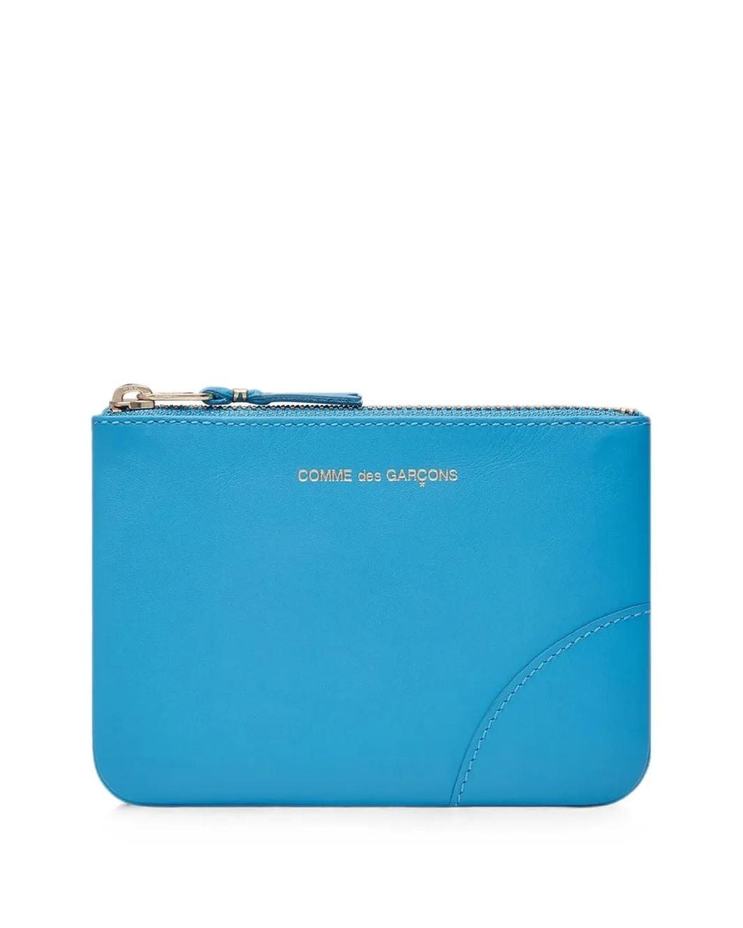 Comme des Garçons Blue Logo-Lettering Zip-Top Wallet