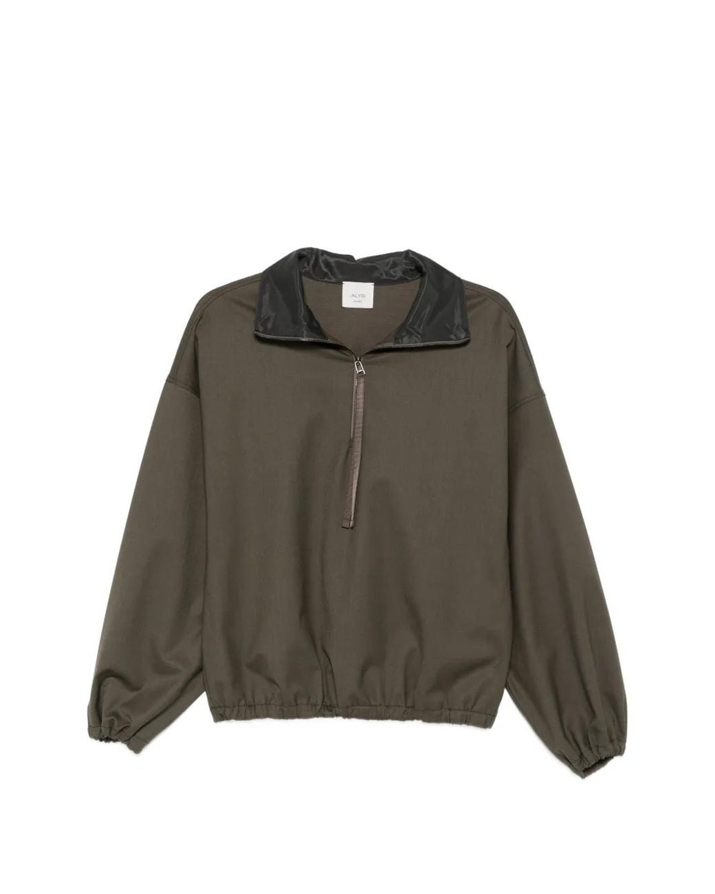 Alysi Green Half-Zip Elasticated-Hem Jacket