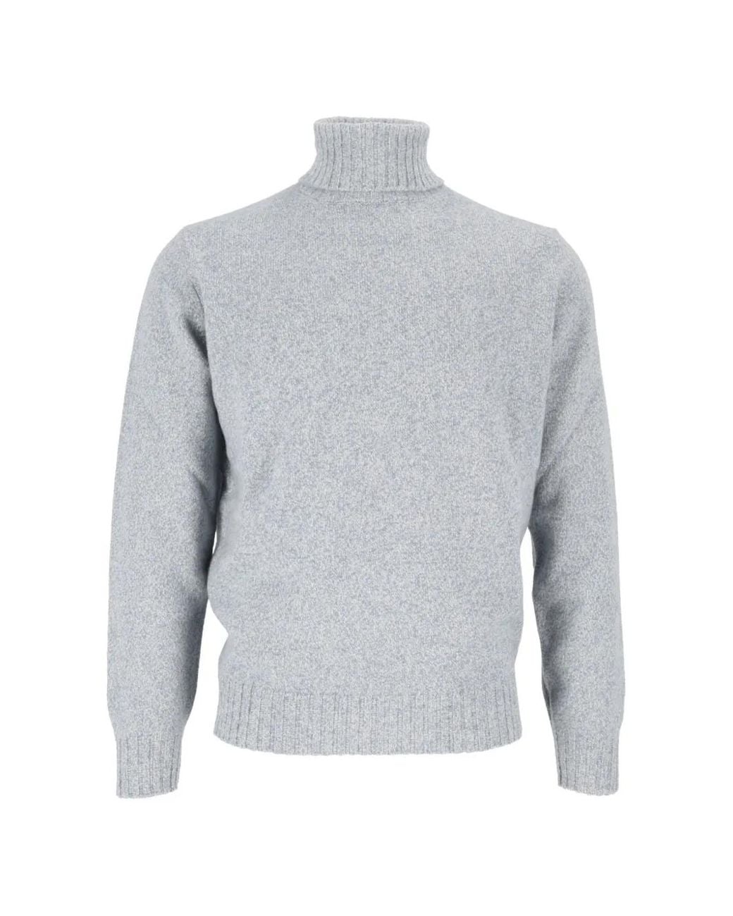 FILIPPO DE LAURENTIIS Gray Ribbed-Knit Roll-Neck Sweater for men