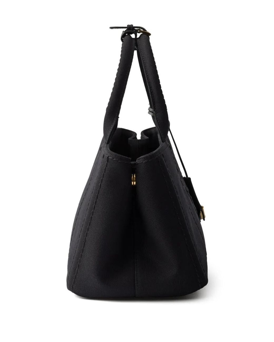 Prada Black Jardinière Large Cotton Canvas Handbag