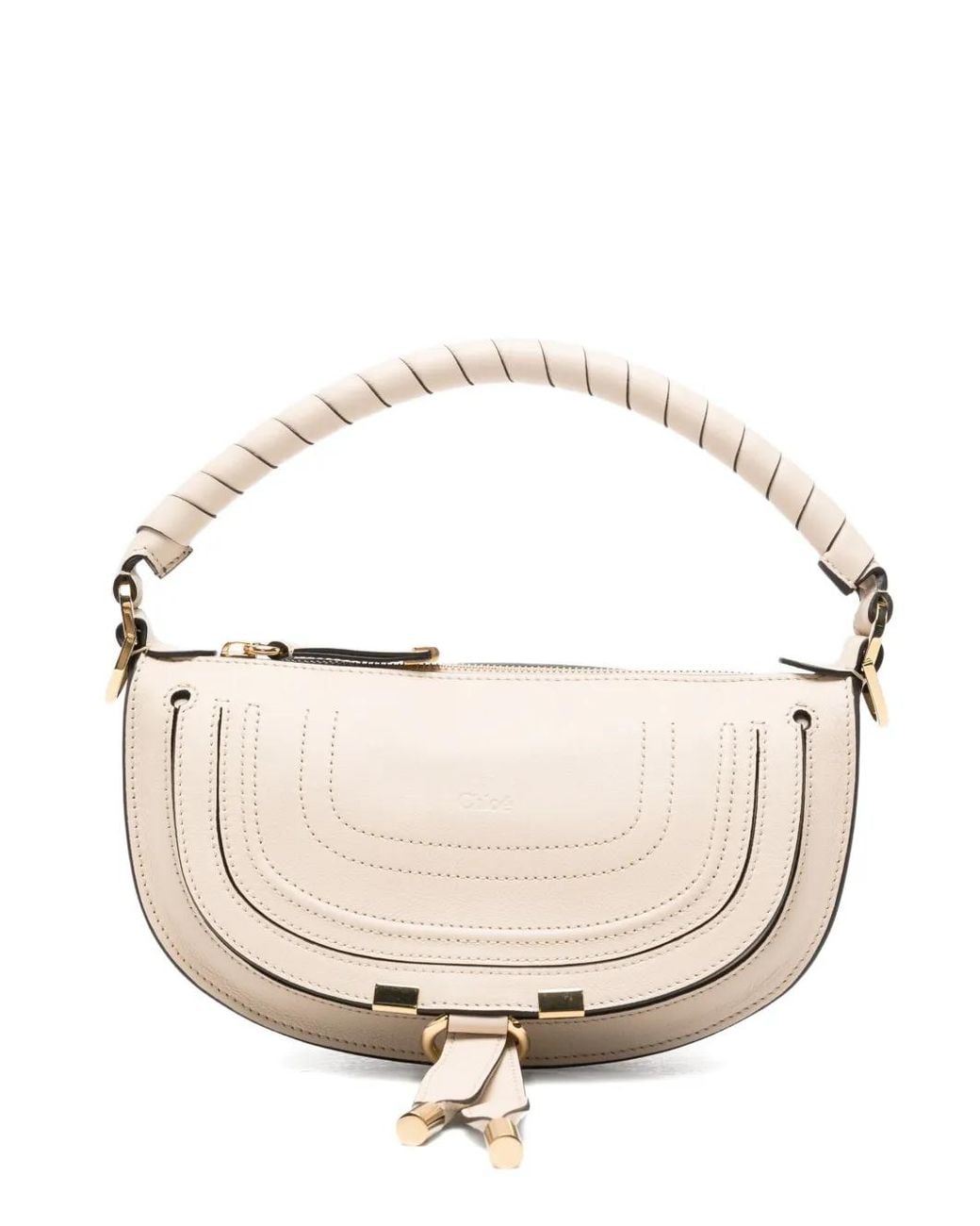 Chloé Natural Mini Marcie Stitched Tote Bag