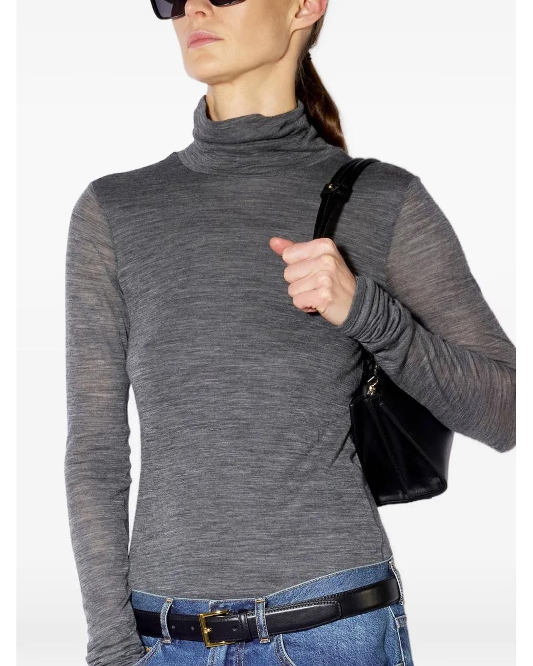 Liviana Conti Gray Ginevra Roll-Neck Long-Sleeve T-Shirt