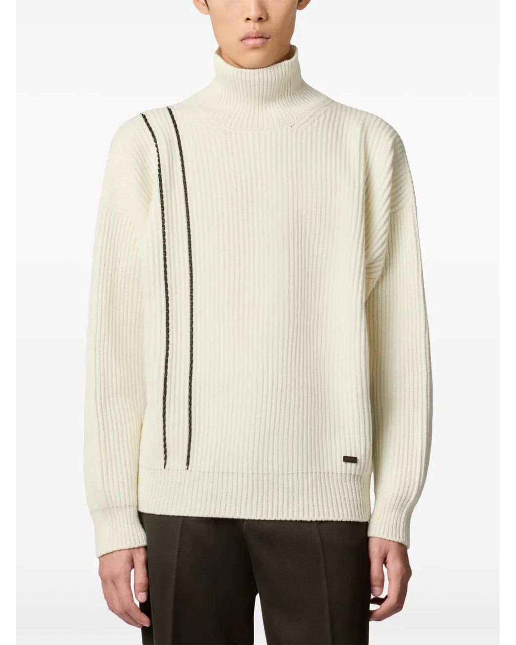 Tod's White Turtleneck Cashmere Jumper for men