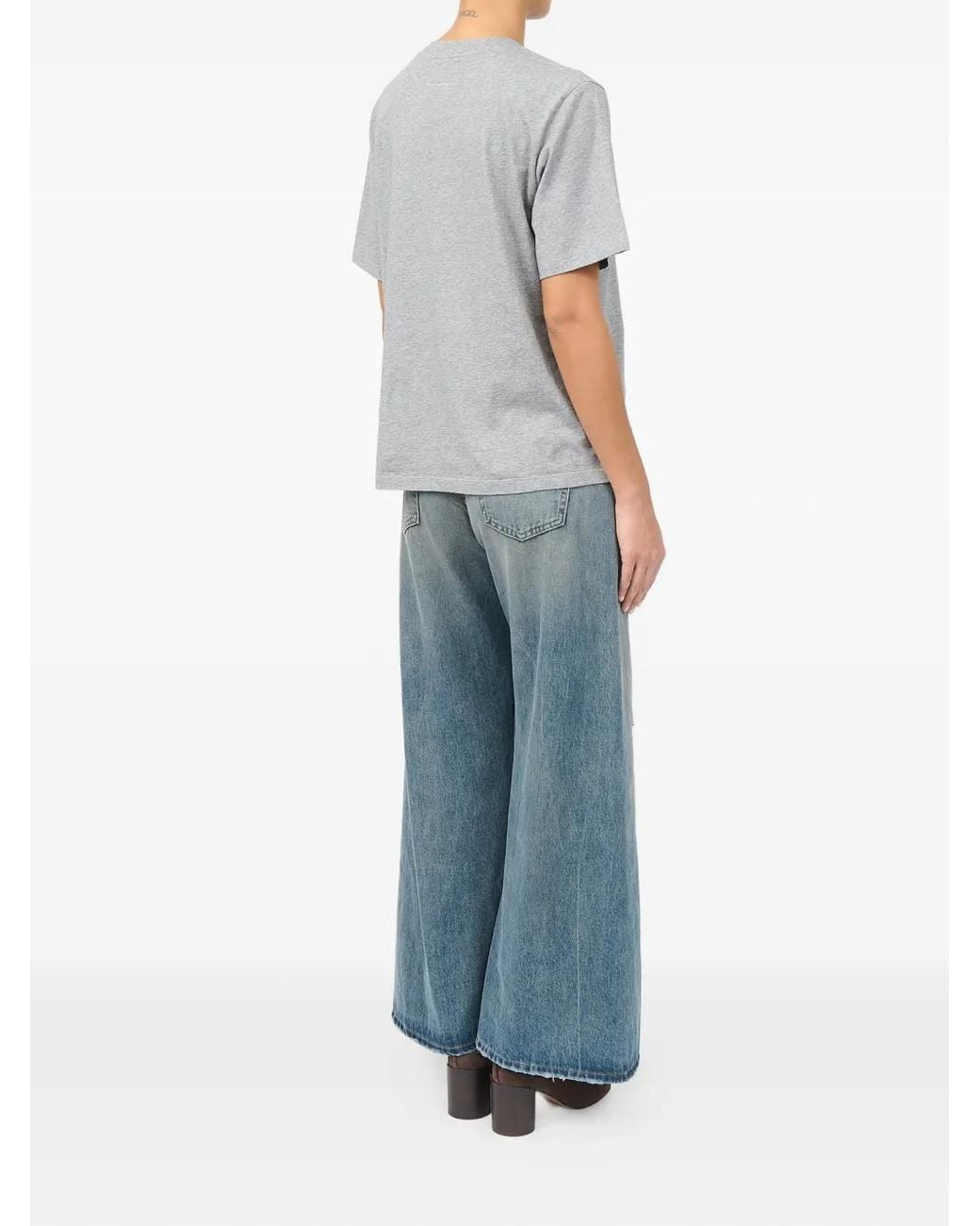 MM6 by Maison Margiela Gray Handwritten-Print Cotton Jersey T-Shirt