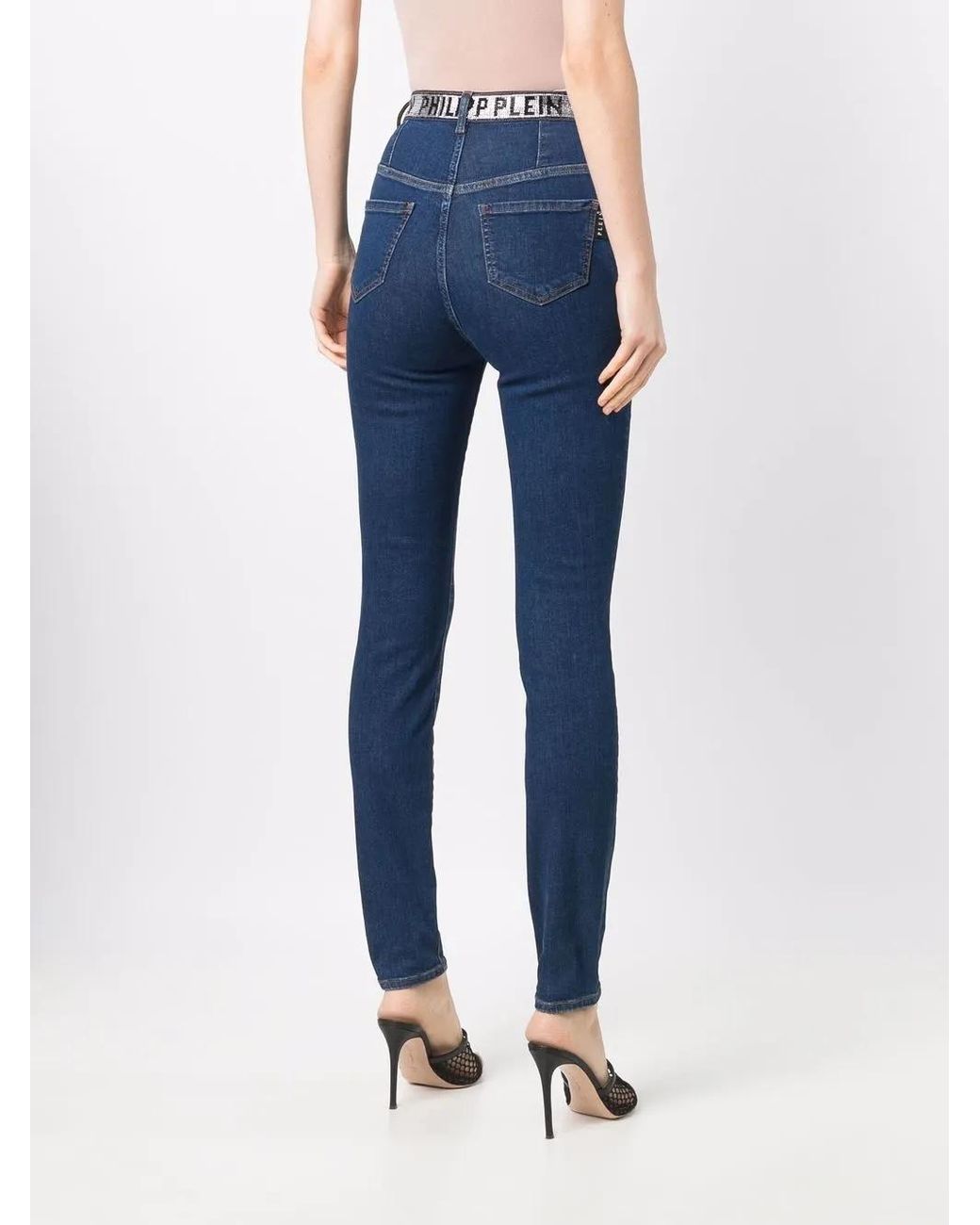 Philipp Plein Blue Logo-Embellished Skinny-Leg Jeans