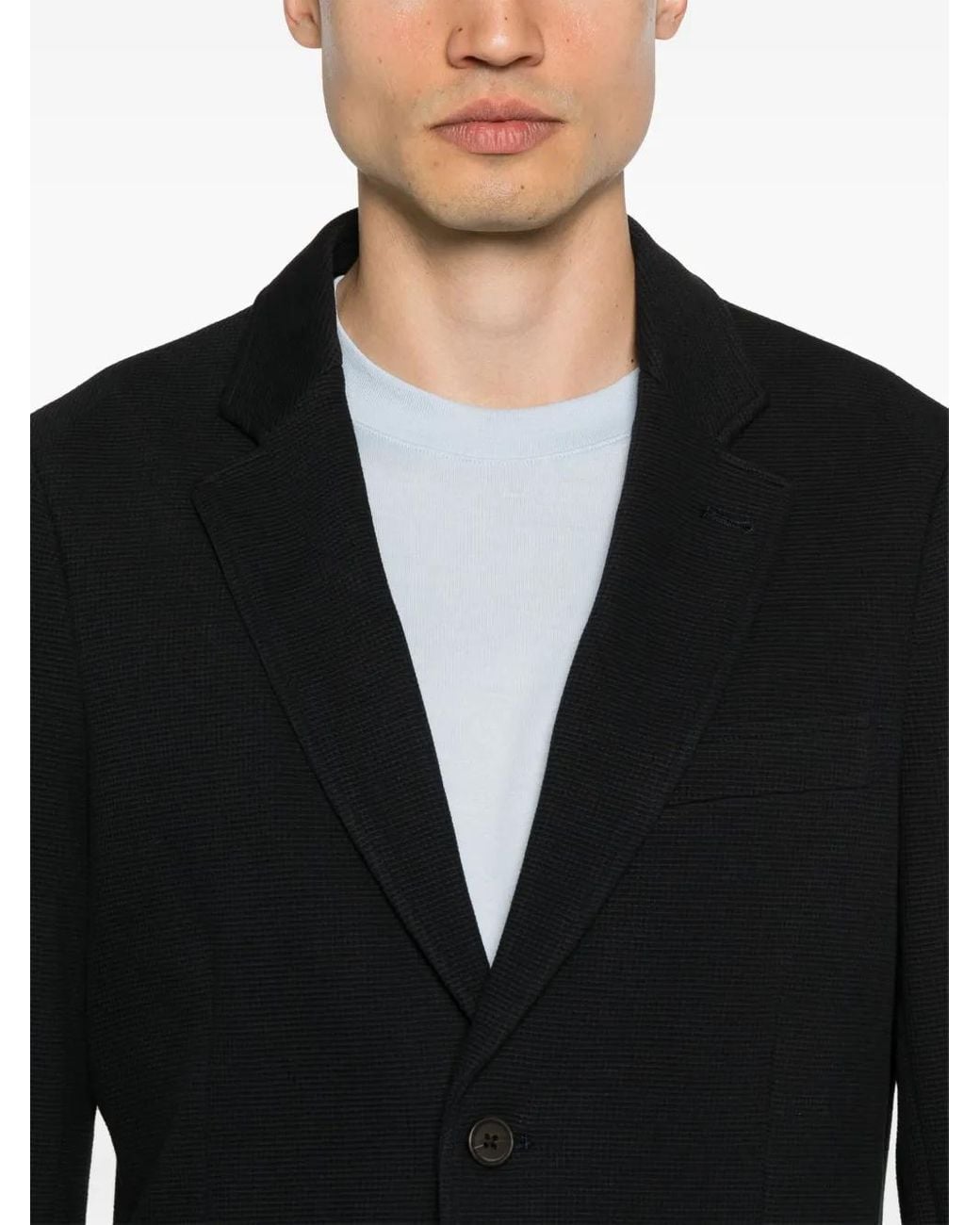 Emporio Armani Black Cotton Single-Breasted Jacket for men