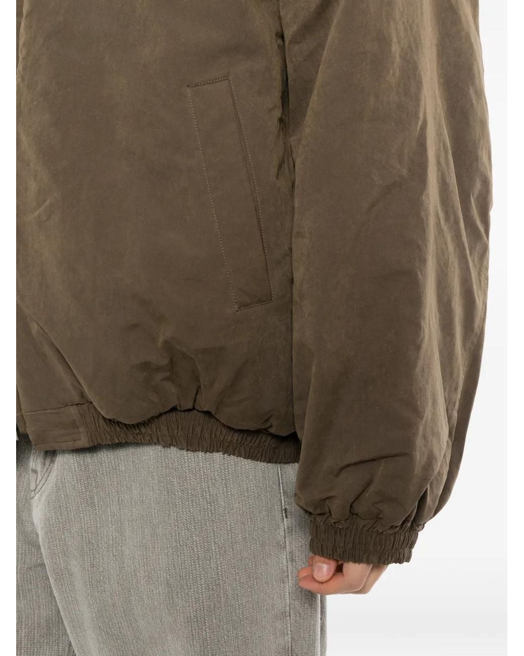 Ssstein Brown High-Neck Bomber Jacket