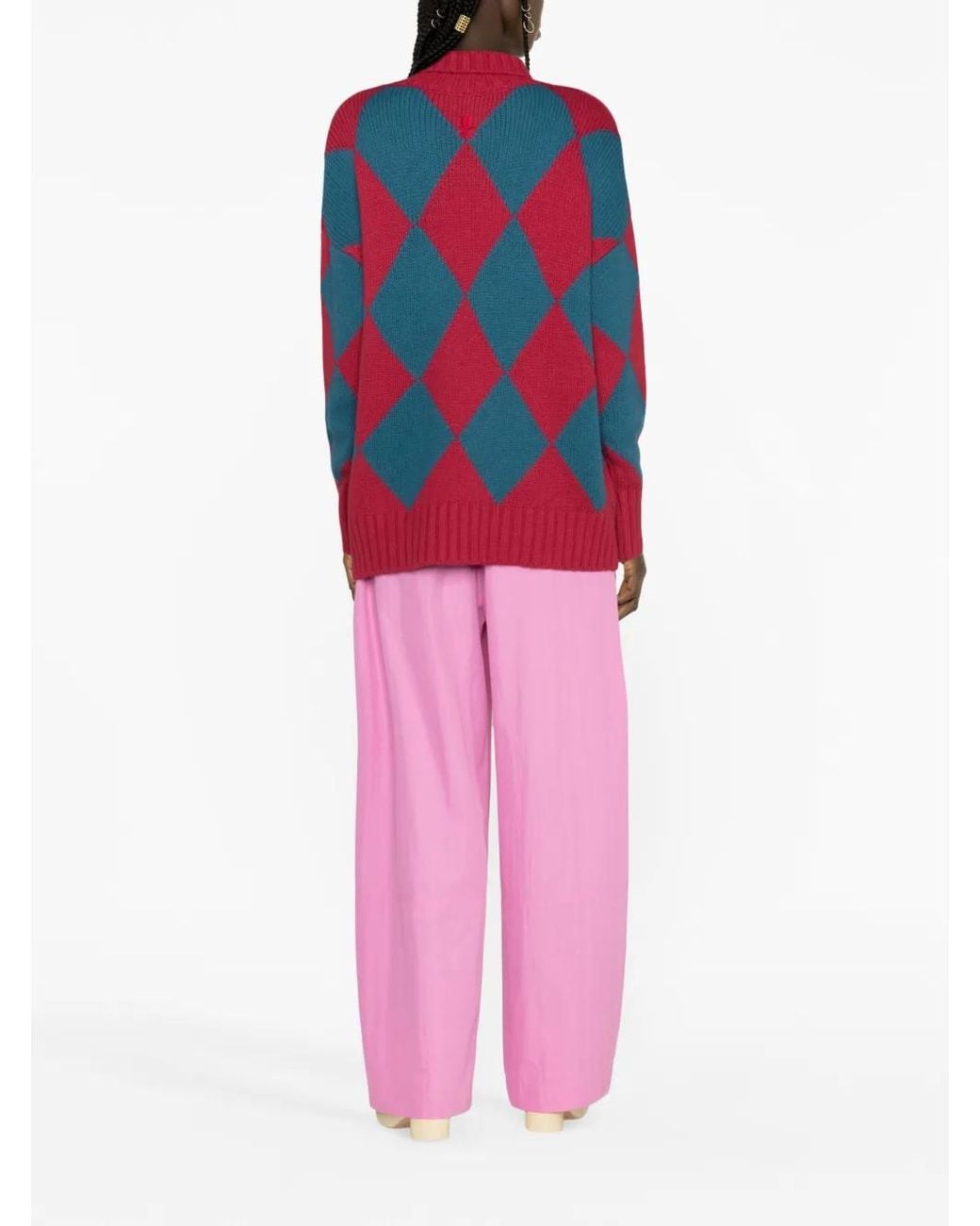 LaDoubleJ Red Klassischer Argyle-Pullover