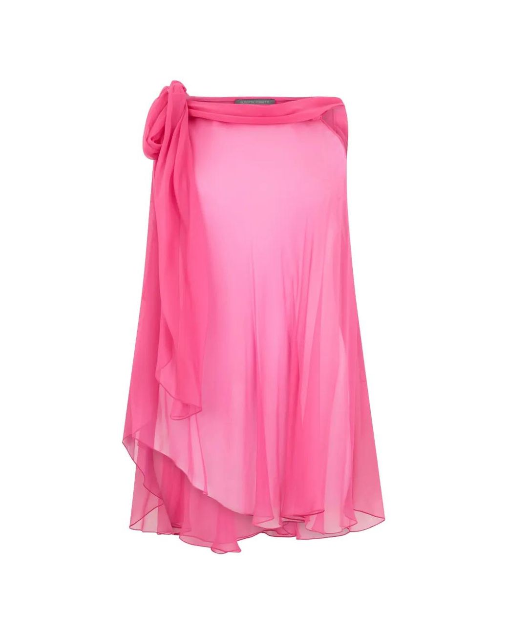 Alberta Ferretti Pink Knot-Detail Silk Midi Skirt