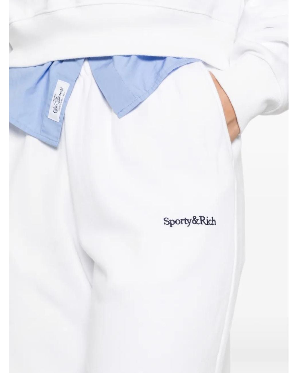Sporty & Rich White Besma Logo-Embroidered Track Pants