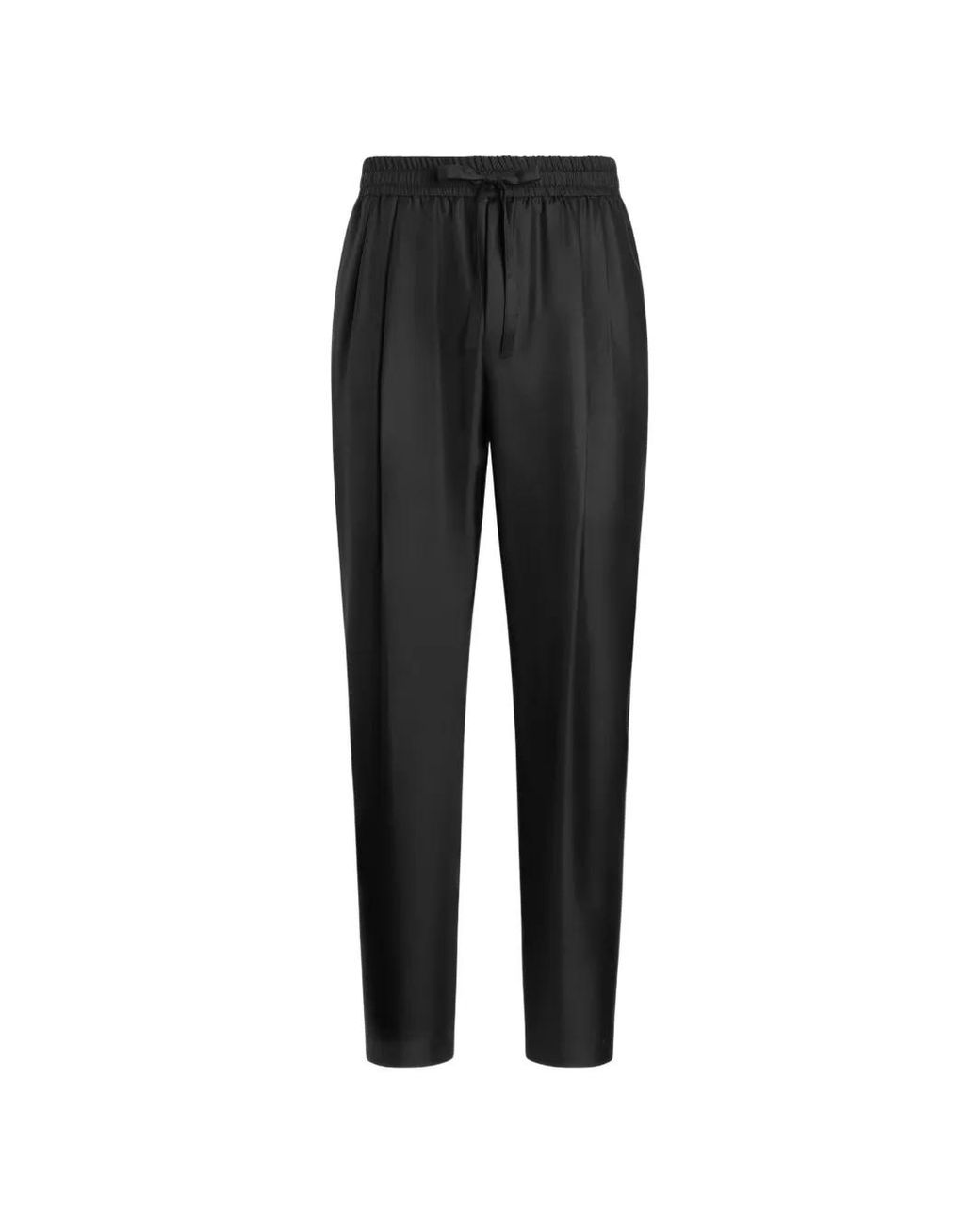 Dolce & Gabbana Black Silk Twill Jogging Trousers for men