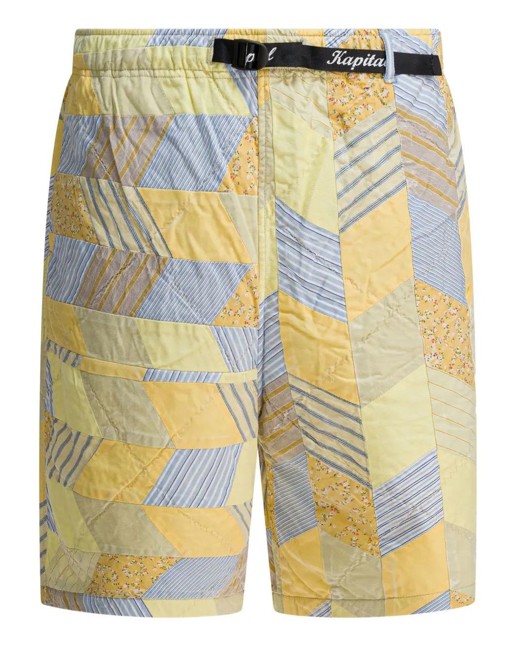 Kapital Yellow Patchwork Buckle Shorts for men