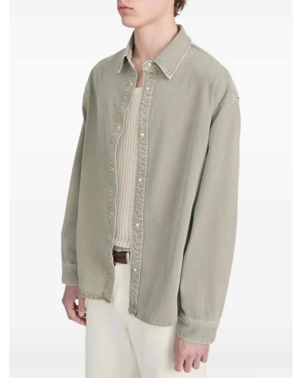 FRAME Green Relaxed-Fit Long-Sleeve Overshirt for men