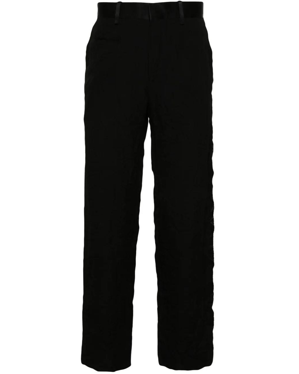 Undercover Black Mid-Rise Crinkled Straight-Leg Trousers for men