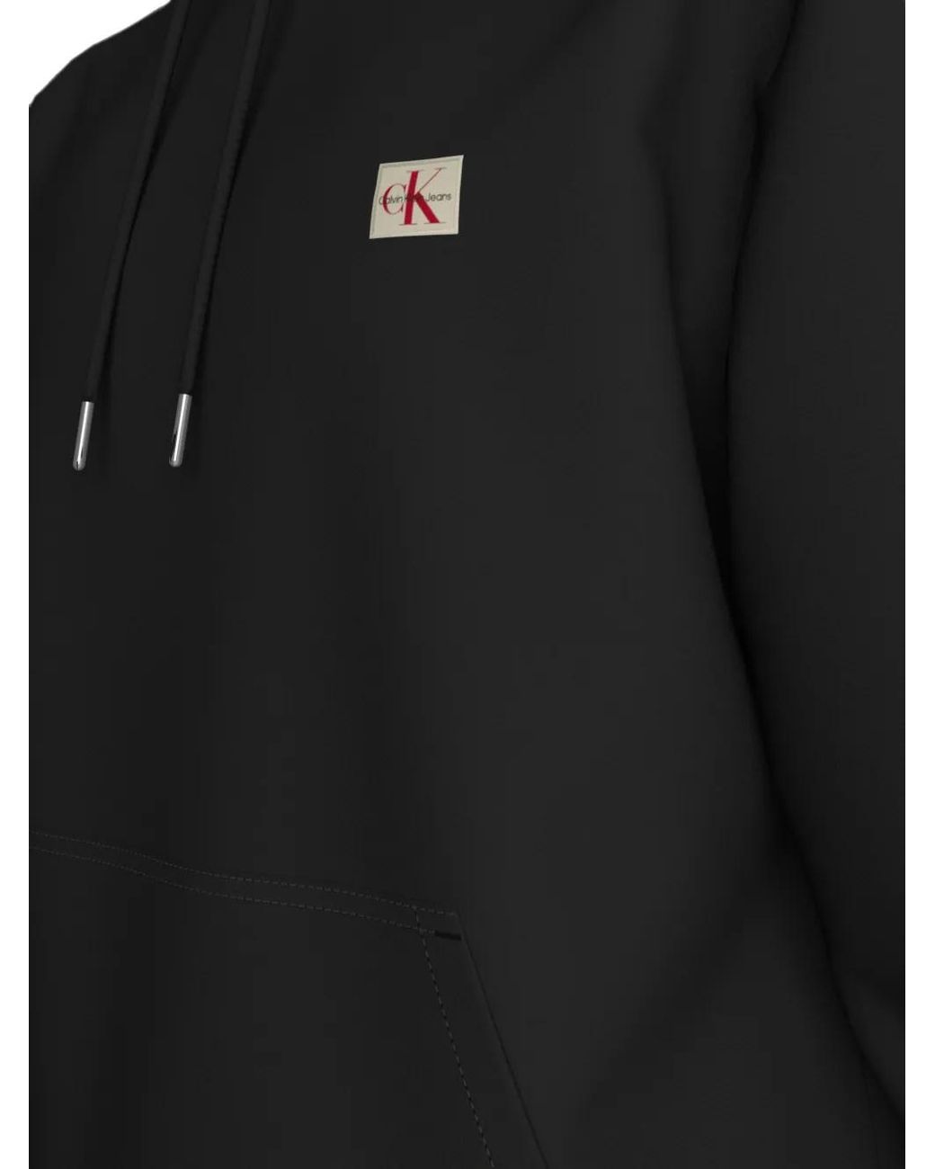 Calvin Klein Black Logo-Patch Hoodie for men