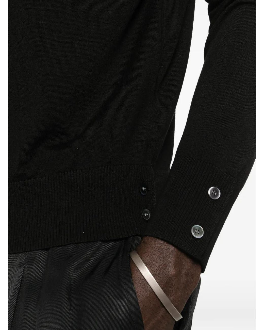IVORY PARIS Black Pull Boutonné À Manches Longues for men