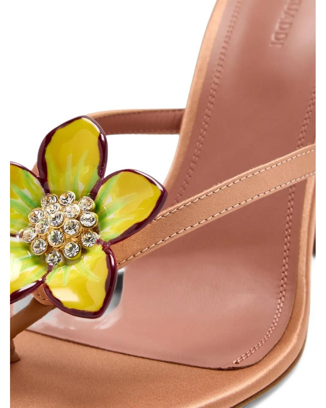AMINA MUADDI Natural Vittoria Flower-Embellished Sandals