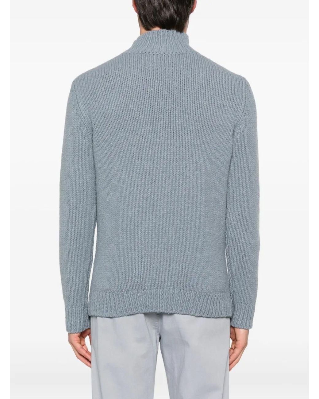Eleventy Gray Mock-Neck Wool Sweater for men