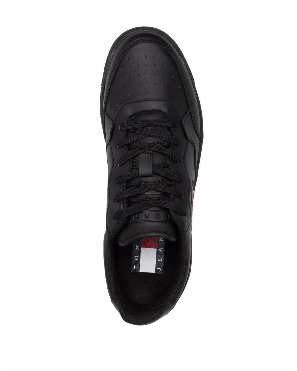 Tommy Hilfiger Black Logo-Patch Low-Top Sneakers for men