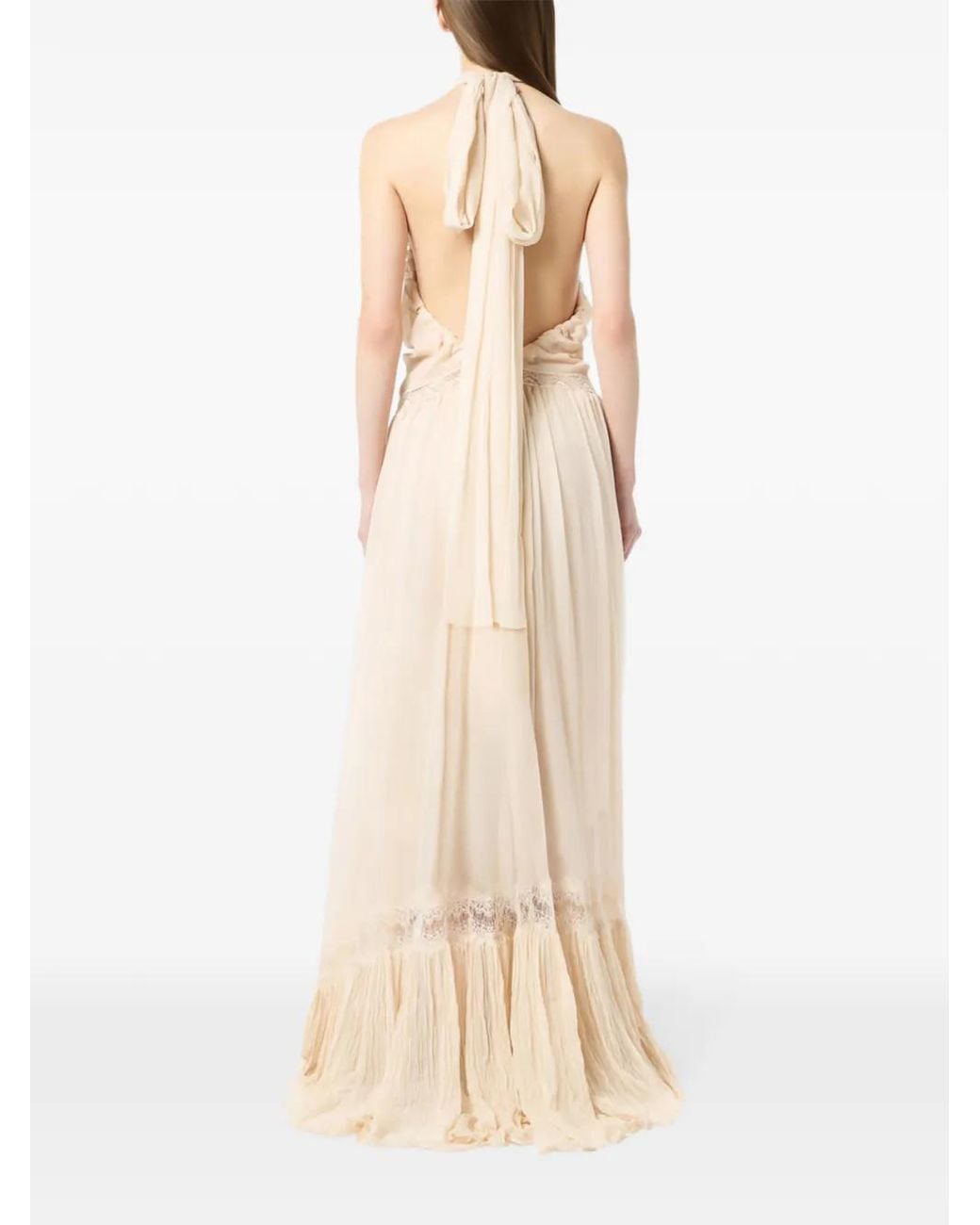 Blumarine White Georgette Maxi Dress