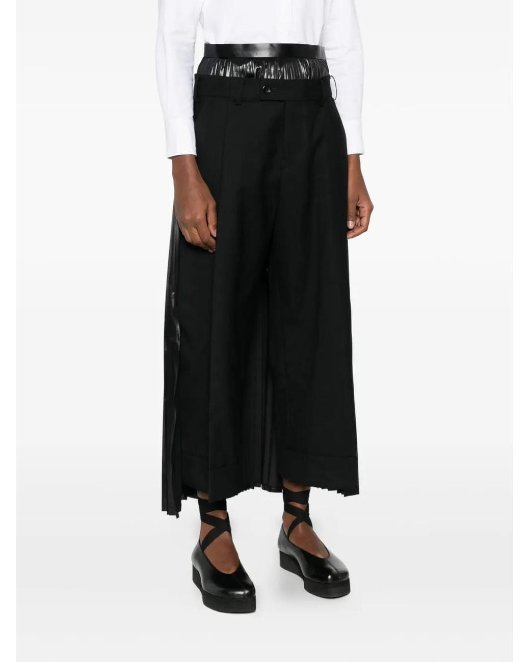 Junya Watanabe Black Pleated Wool Trousers