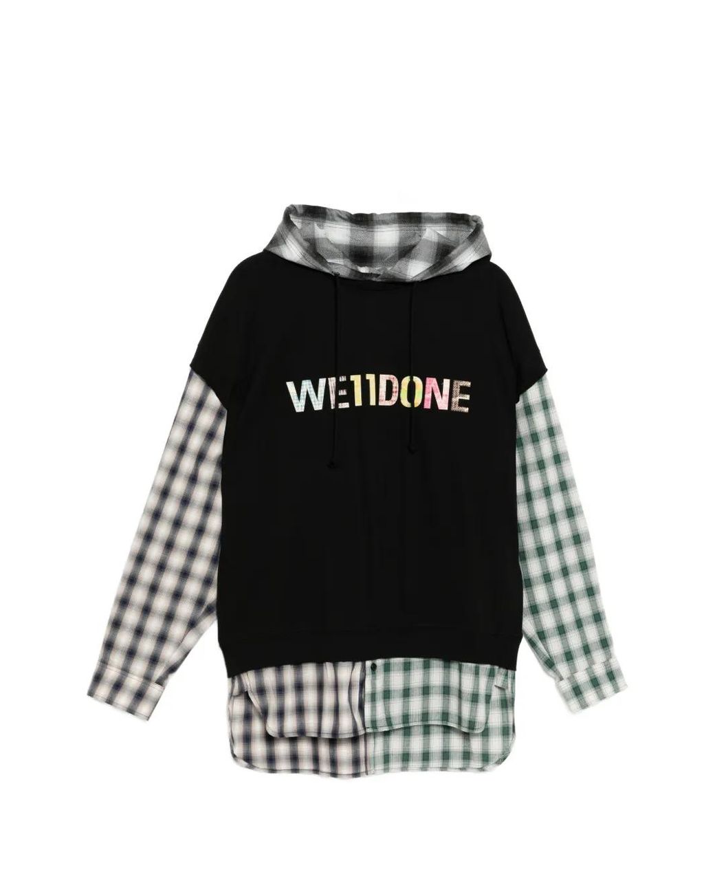we11done Black Logo-Embossed Hoodie for men