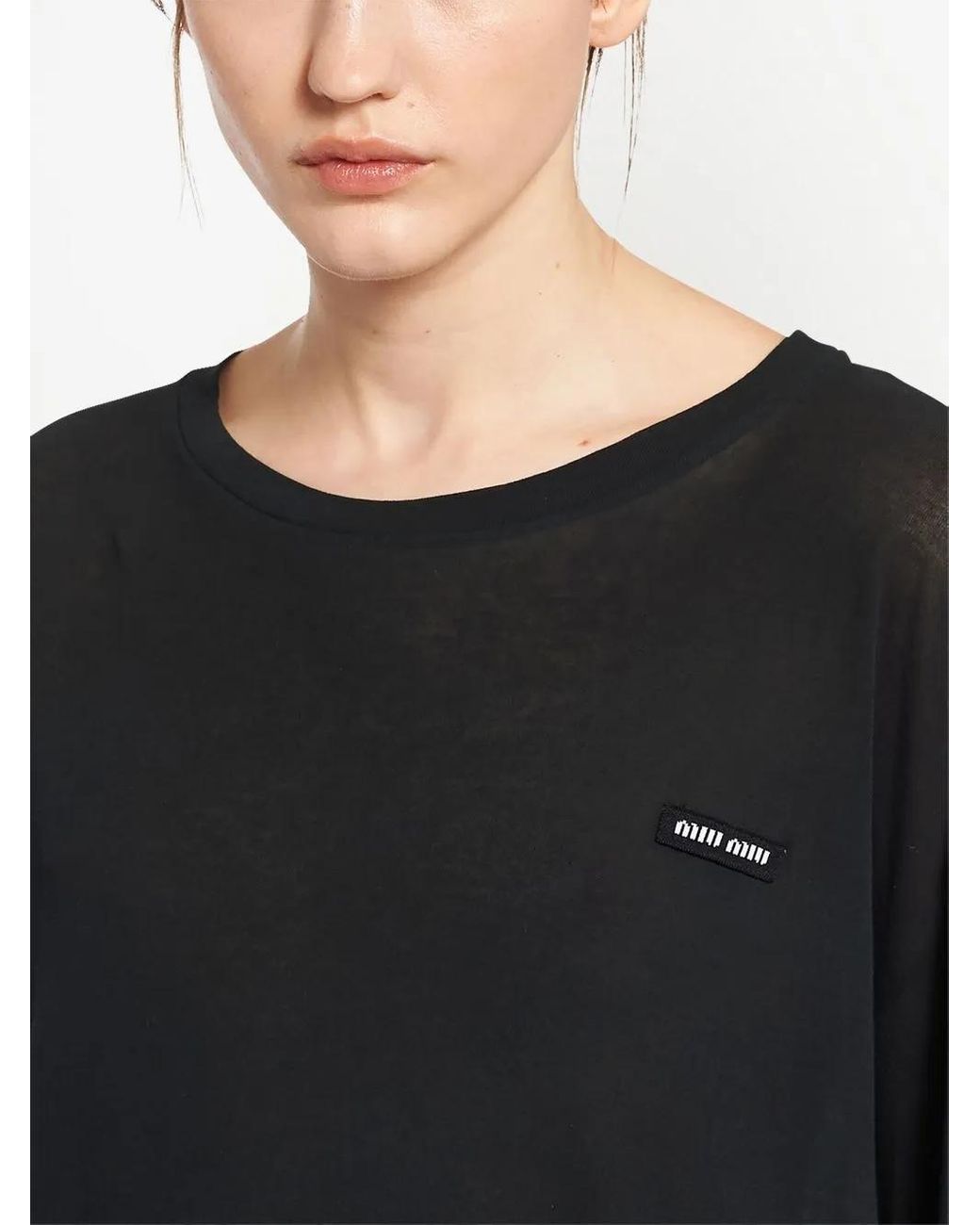 トップス MIU MIU 24AW Logo Long Sleeve Shirt MIU MIU 24AW Logo Long Sleeve Shirt