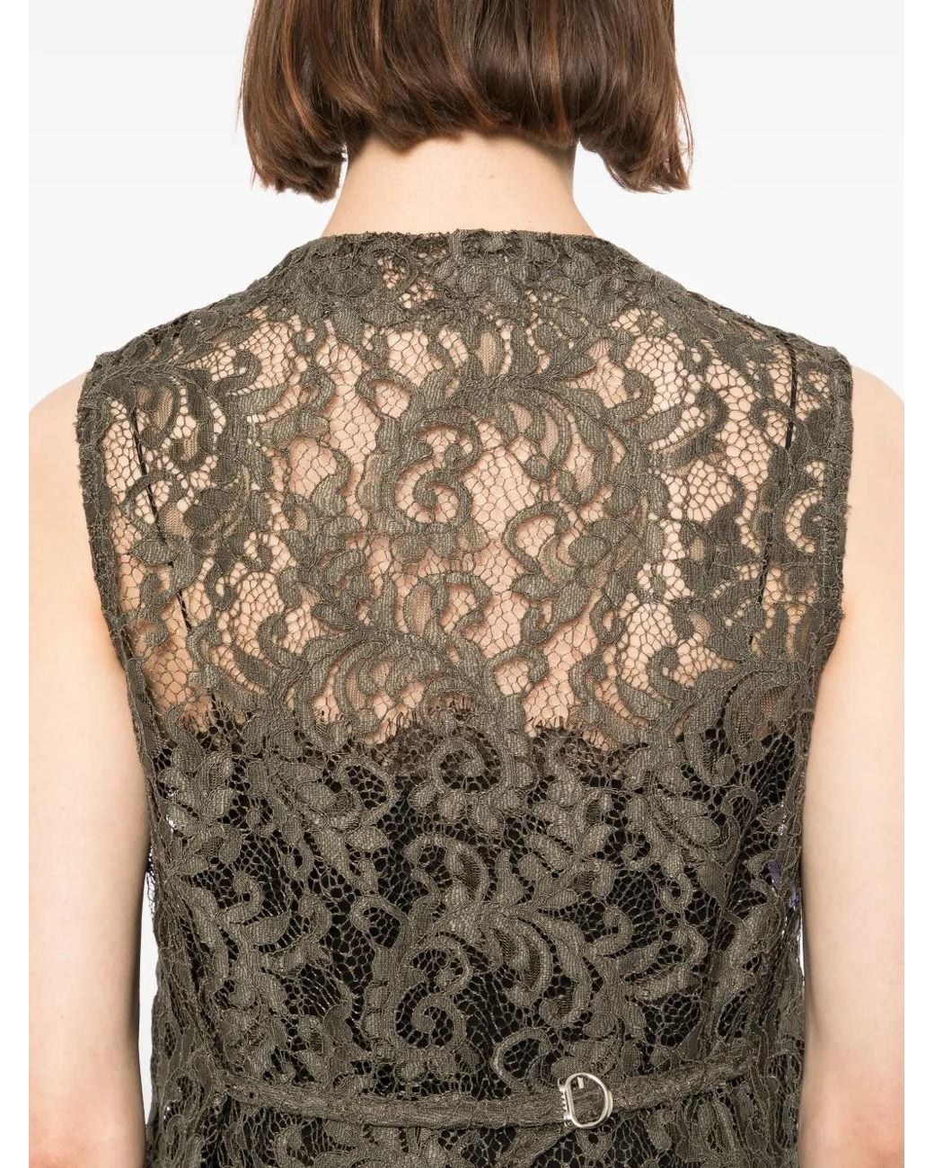 BLAKLACE Gray Lace V-Neck Top