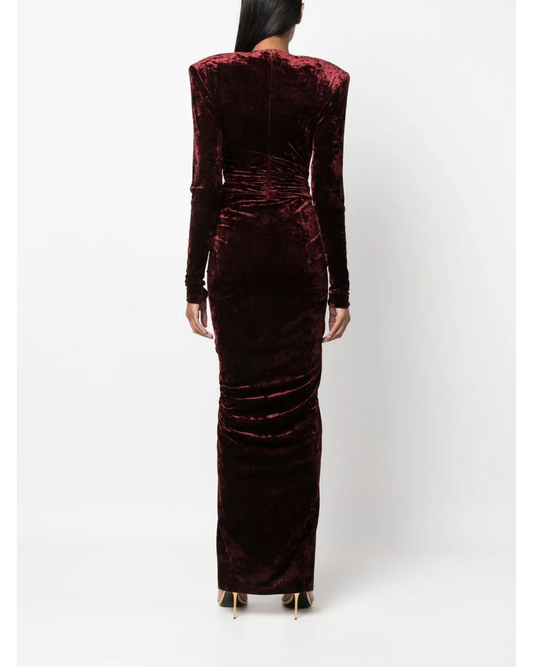 Alexandre Vauthier Black Draped Asymmetric Velour Dress