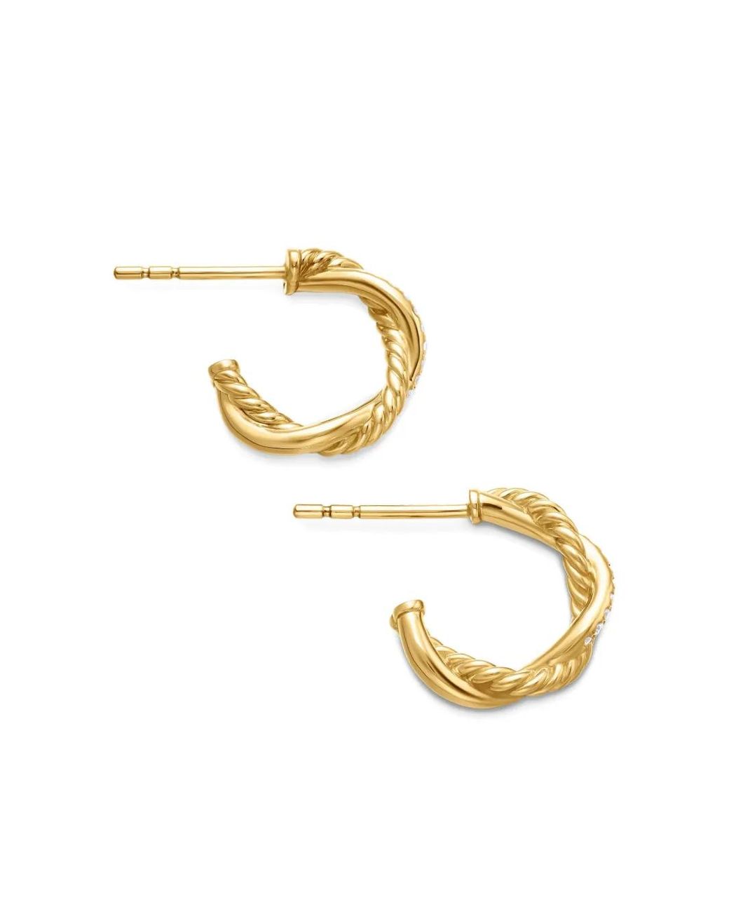 David Yurman Metallic 18Kt Petite Infinity Diamond Huggie Hoop Earrings (3Mm)