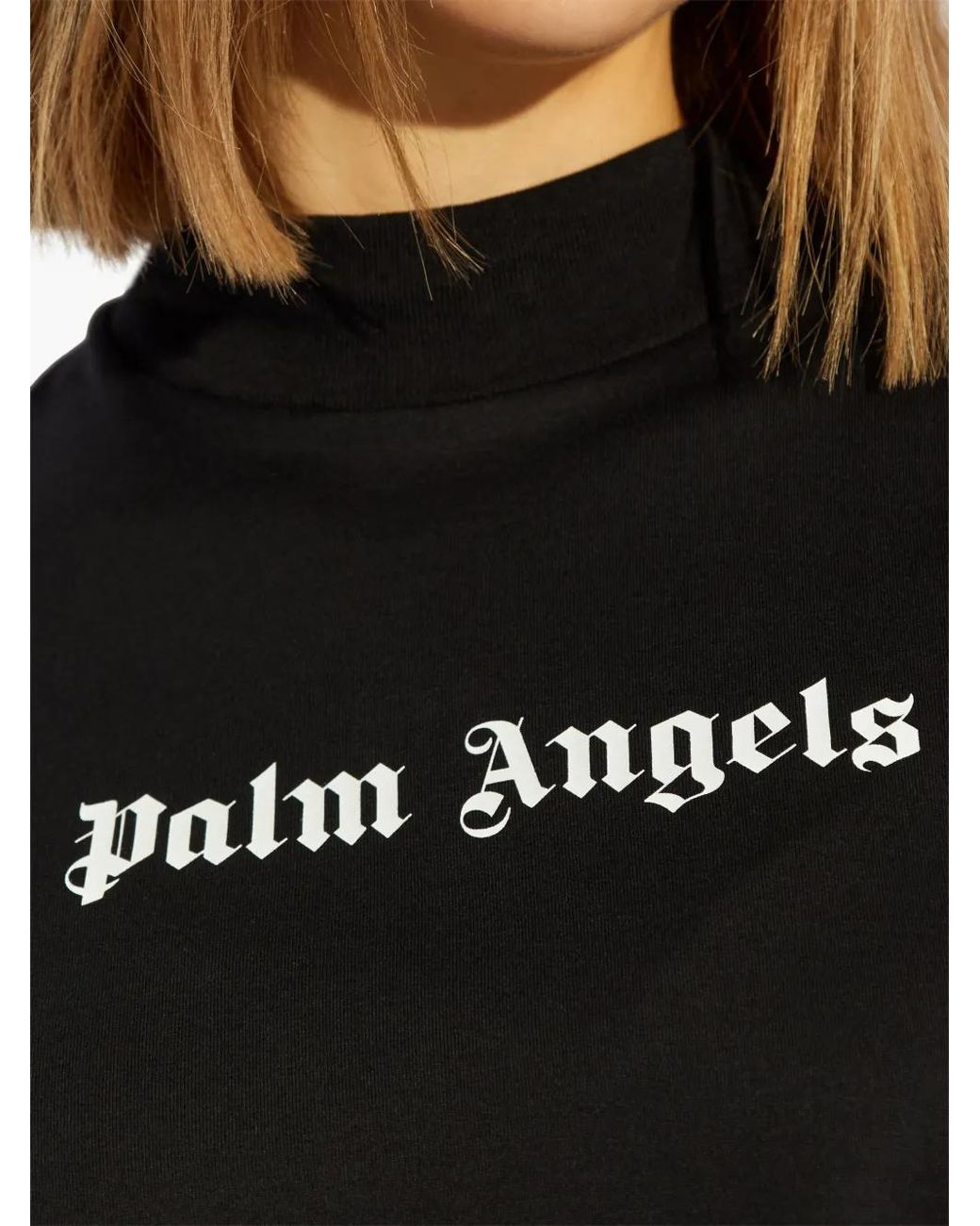 Palm Angels Black Logo-Print T-Shirt Dress