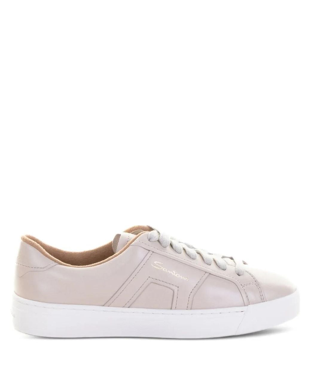 Santoni Brown Leather Lace-Up Sneakers