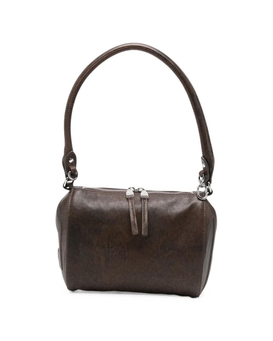 DIESEL Black Logo-Embossed Barrel Shoulder Bag