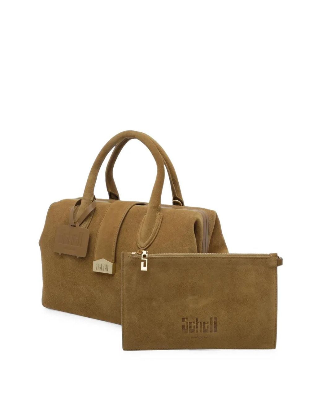 Schell Metallic Logo-Plaque Leather Tote Bag