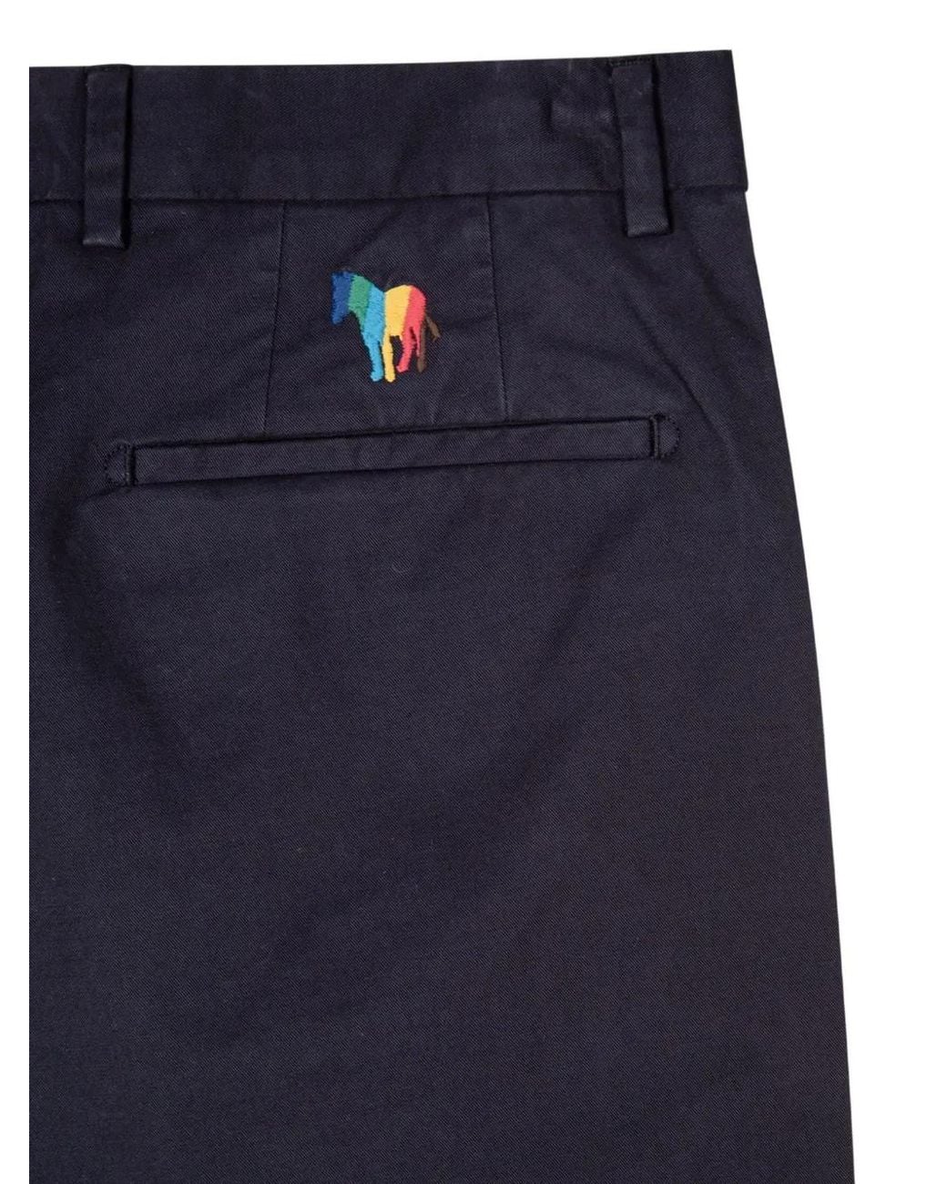Paul Smith Blue Zebra-Embroidered Straight-Leg Trousers for men