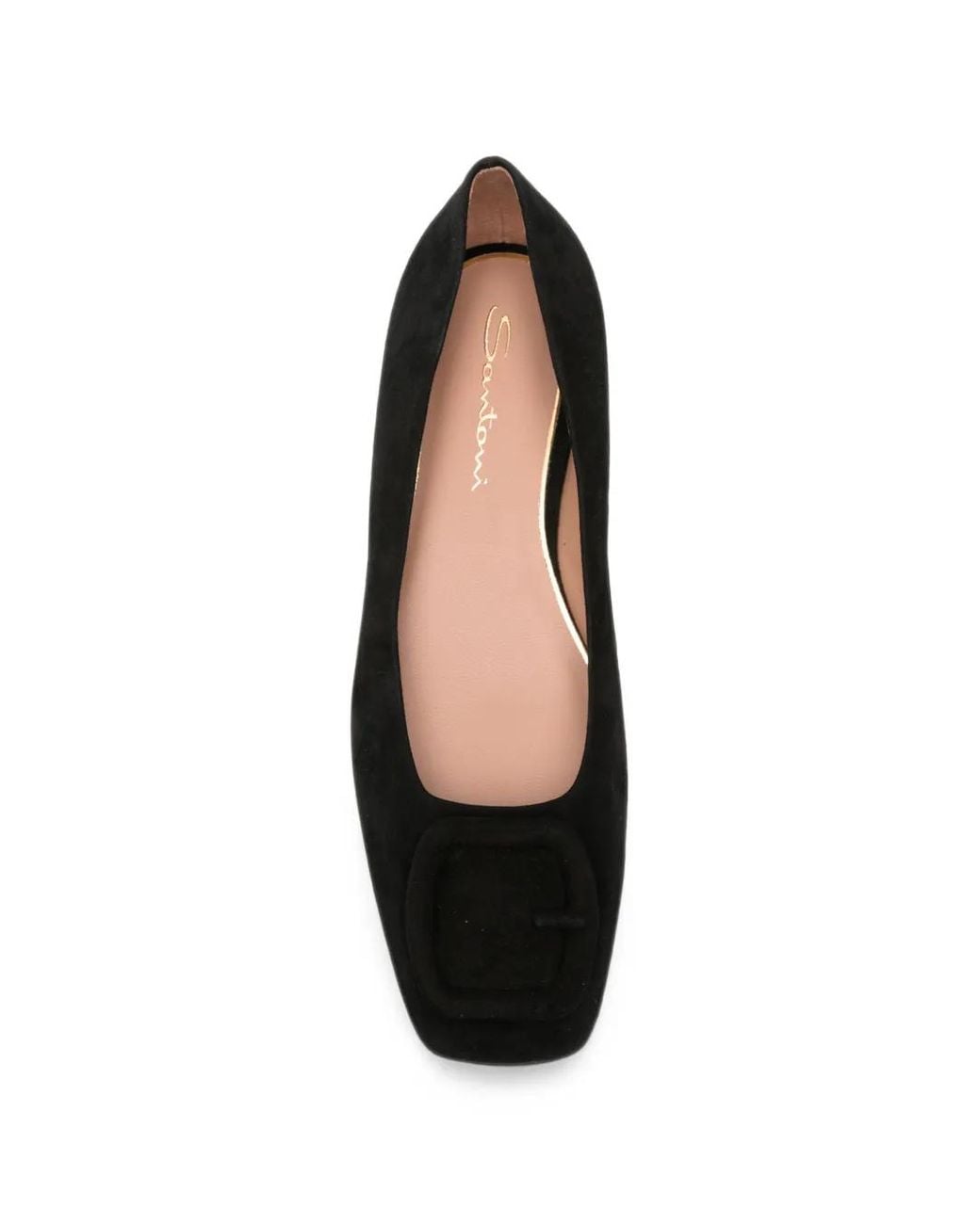 Santoni Black Square-Toe Ballet Flats