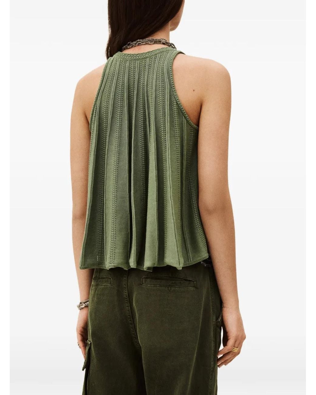 Ba&sh Green Ribbed Top