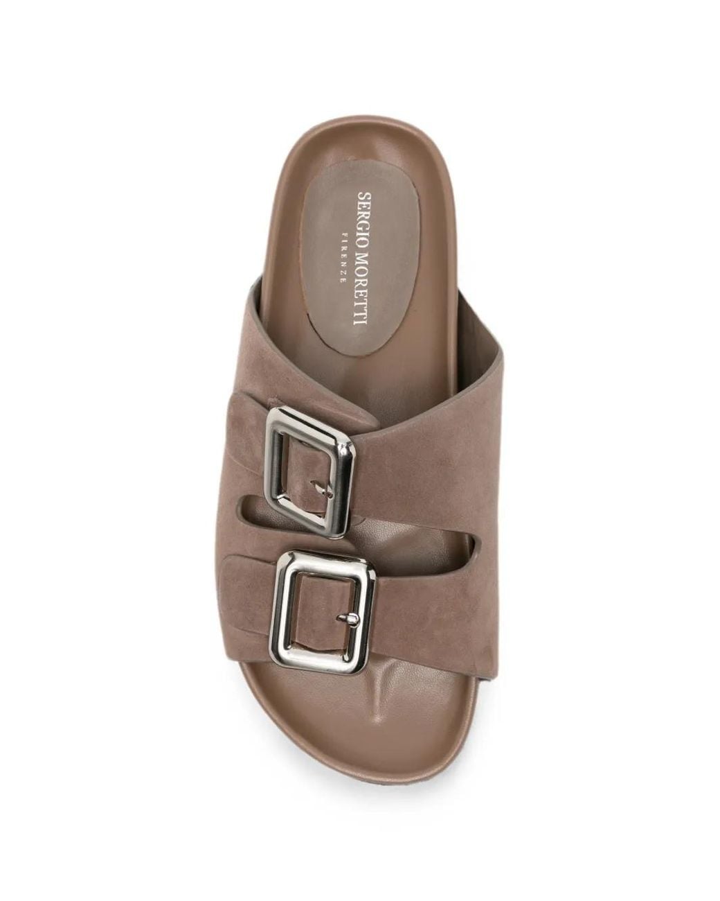 SERGIO MORETTI FIRENZE Brown Buckle-Fastening Suede Slippers