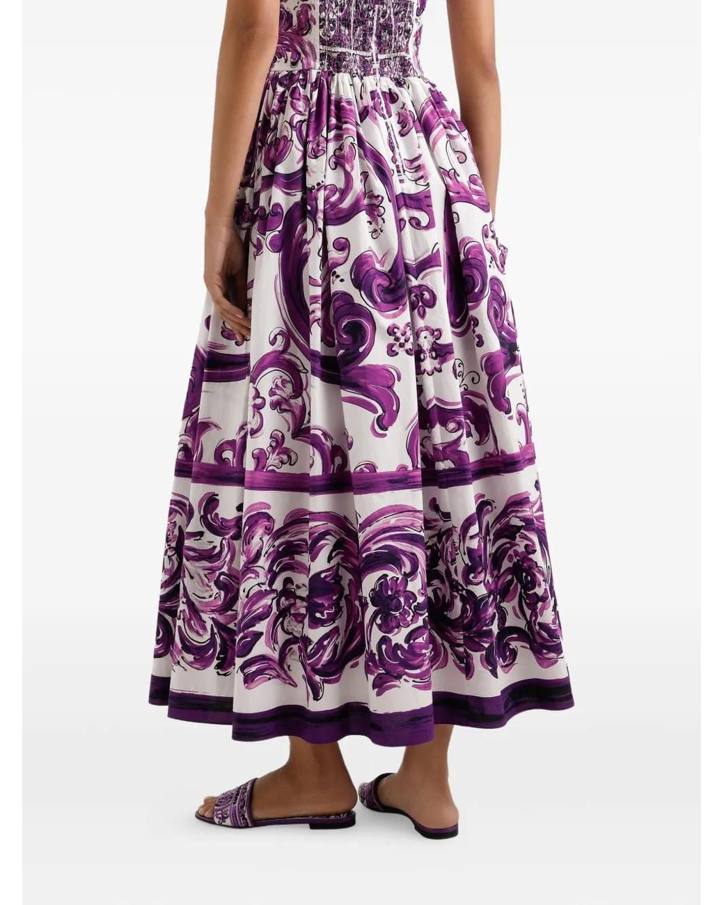 Dolce & Gabbana Purple Dress With 'Majolica' Print