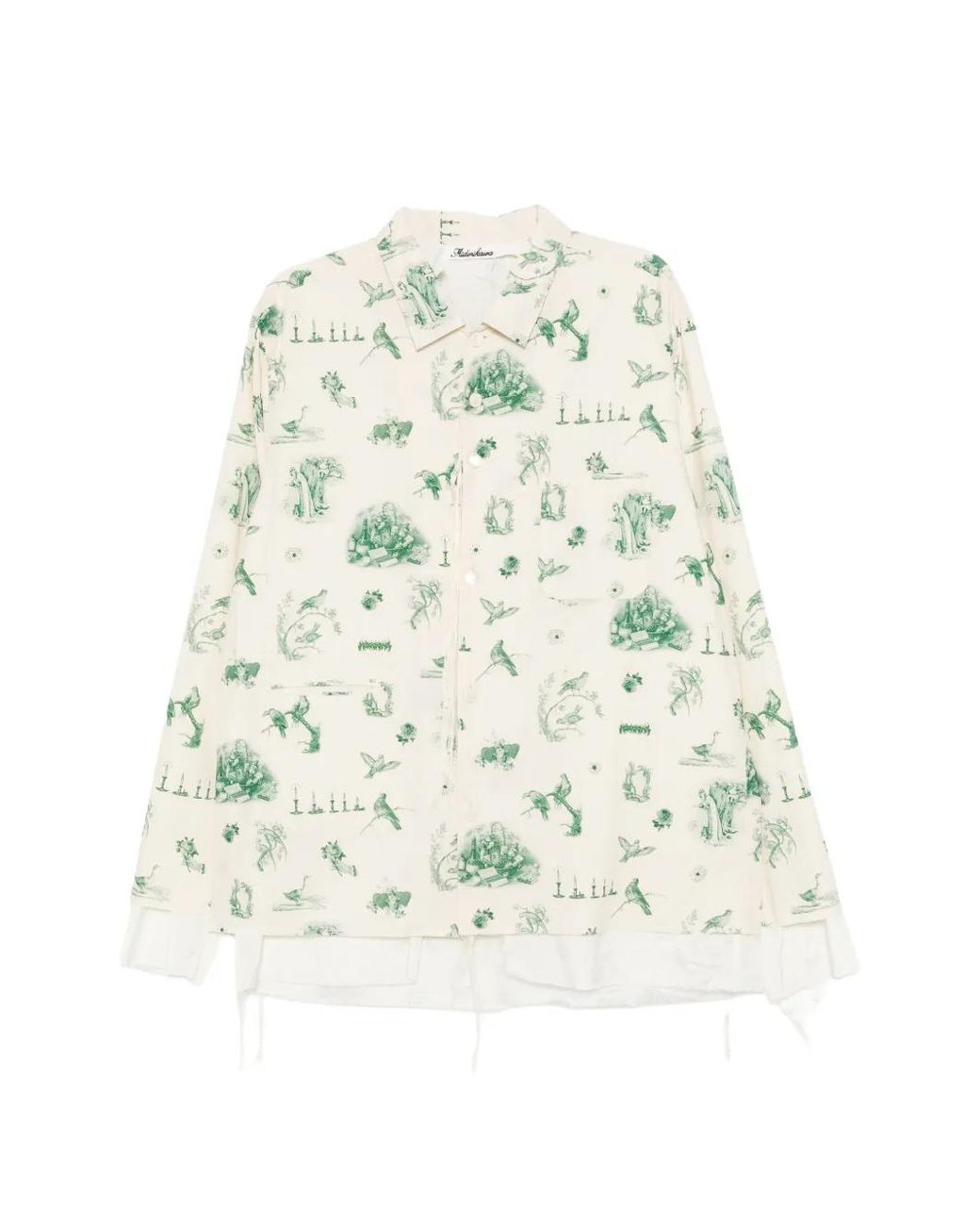 Midorikawa White Graphic-Print Layered Shirt for men