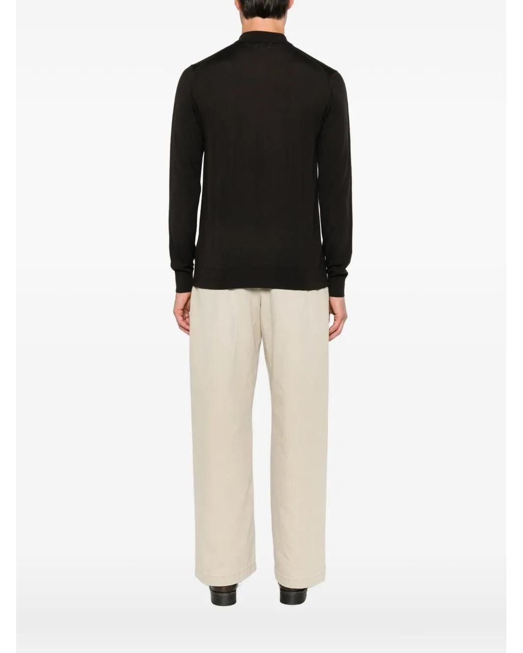 ÉPHÉMÈRE Black Long-Sleeve Polo Shirt for men