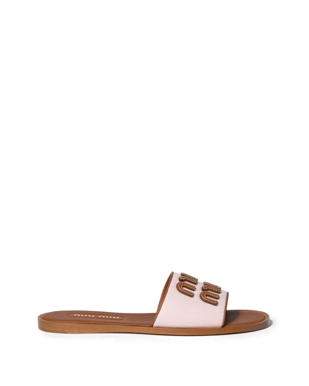 Miu Miu Pink Claquettes En Cuir Et Toile